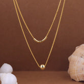 Two-layered Bead Necklace Gold-plated